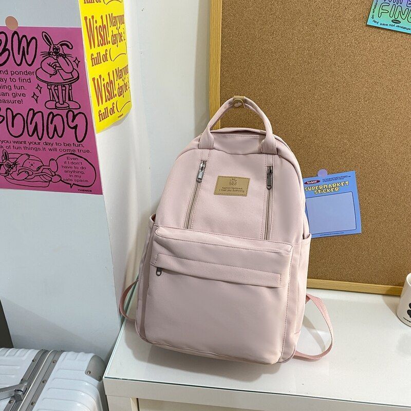 Double Zipper Backpack Buckle Travel Bag Laptop Backpack Student Schoolbag Nylon