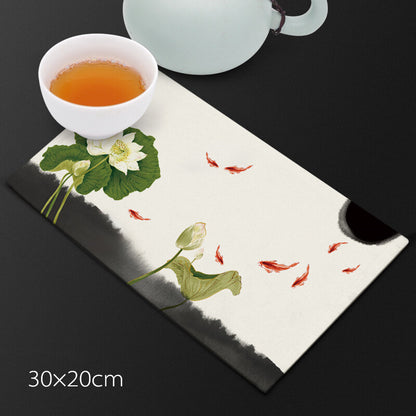 Velvet Fiber Tea Towel Water Absorbent Towel For Tea Set Pot Zen Style Lotus New