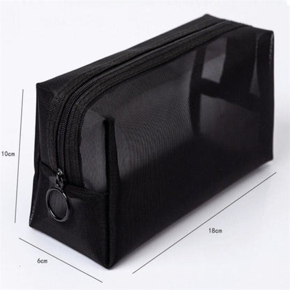 Black Cosmetic Bag Transparent Traveling Organizer Fashion Toiletry Makeup Pouch