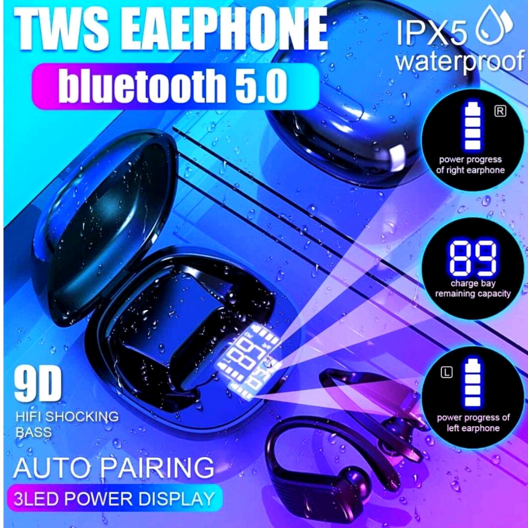 Sports Running Headphone Wireless Bluetooth Ear-Hook Earbud Waterproof Ergonomic