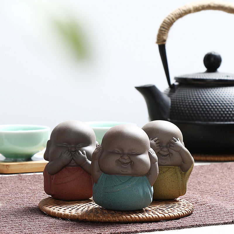 2.6“Novelty Tea Pet Yixing Zisha Purple Clay Statue Lovely Figurine Mini Pet