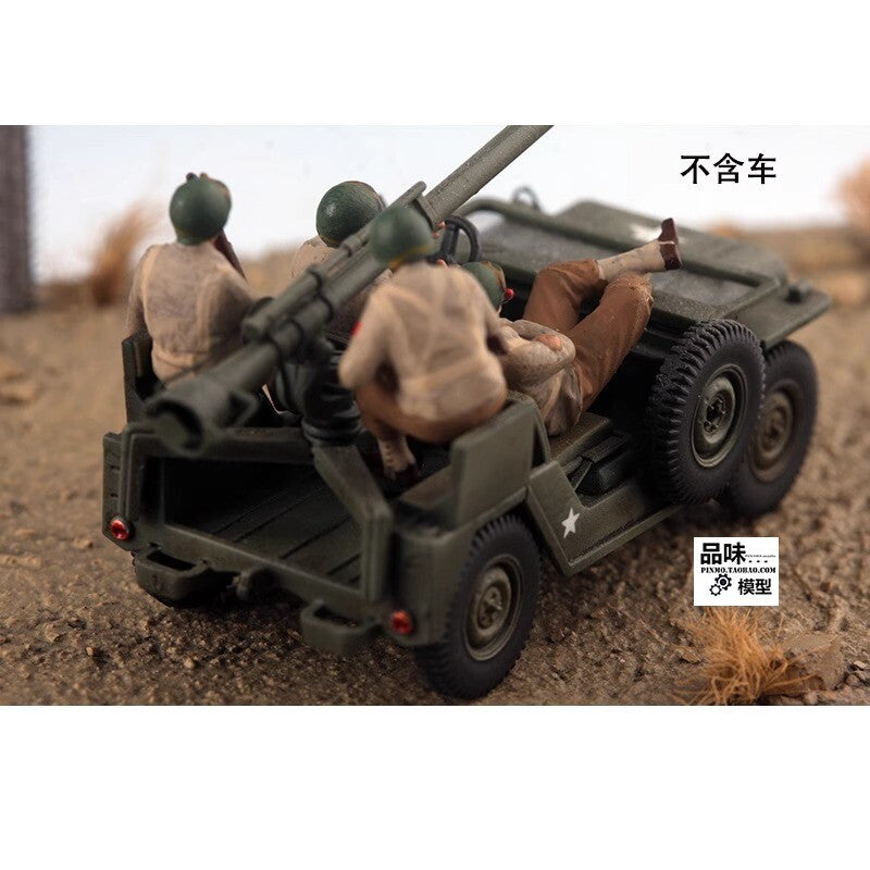 Homemade 1/72 U.S. Army Tank Willys Vehicle Mounted 4-Person Finished Model