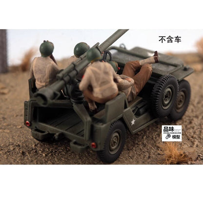 Homemade 1/72 U.S. Army Tank Willys Vehicle Mounted 4-Person Finished Model