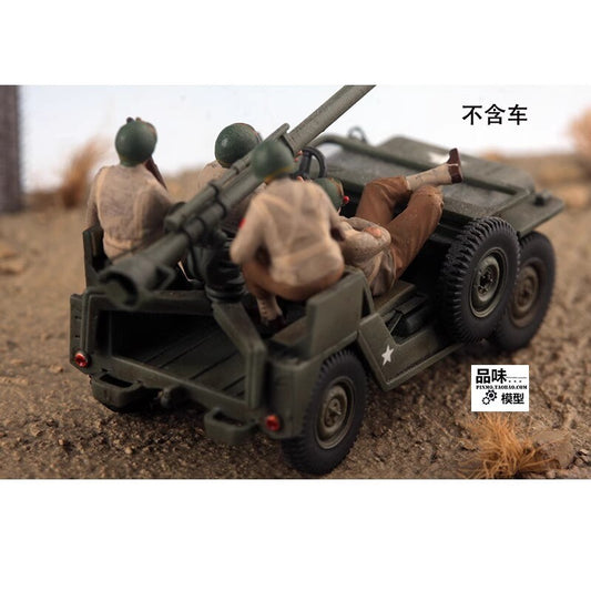 Homemade 1/72 U.S. Army Tank Willys Vehicle Mounted 4-Person Finished Model