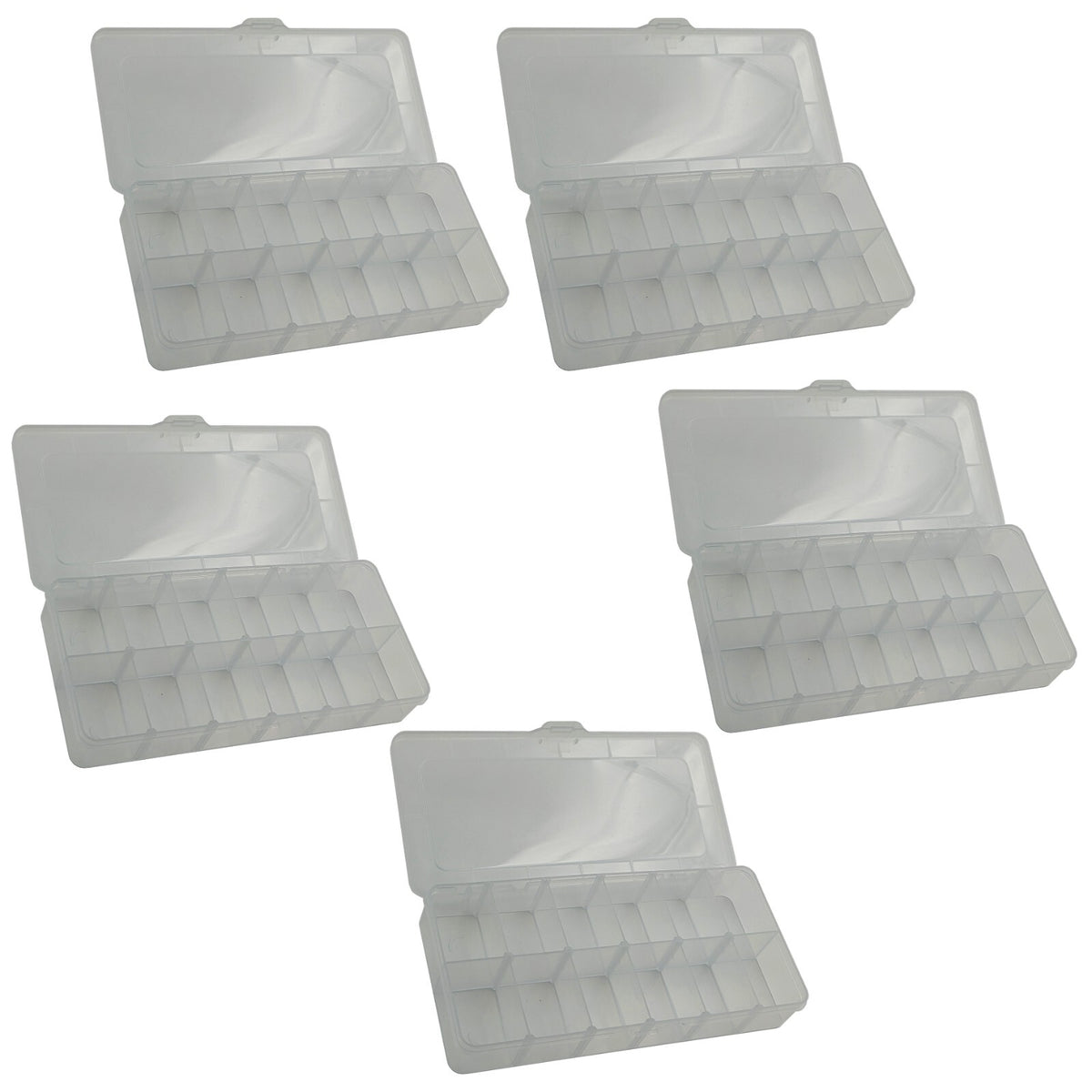 5 Pack Utility Component Storage Box with 20 Removable Dividers