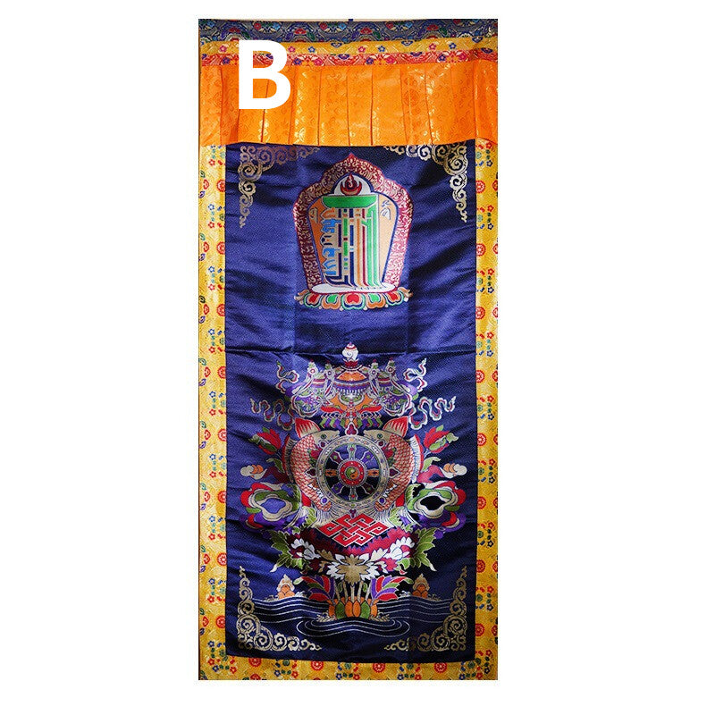 1pc Tibetan Door Curtain Eight Auspicious Partition Curtain Buddhist Hall