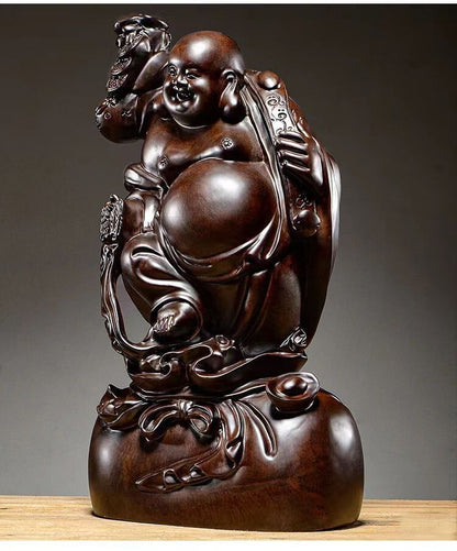 chinese black sandalwood wood carving Maitreya buddha Home Decoration