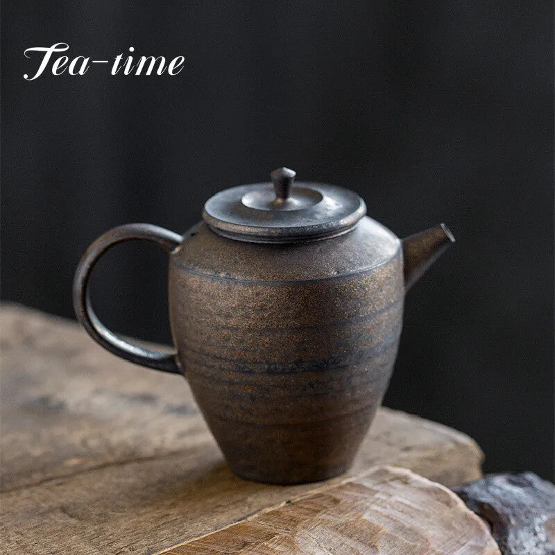 250ml Handmade Thin Tire Ceramic Teapot Iron Glaze Small Clay Pot Tea Maker