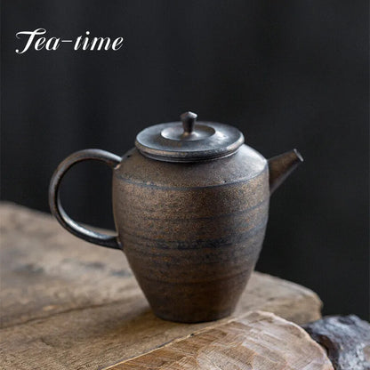 250ml Handmade Thin Tire Ceramic Teapot Iron Glaze Small Clay Pot Tea Maker
