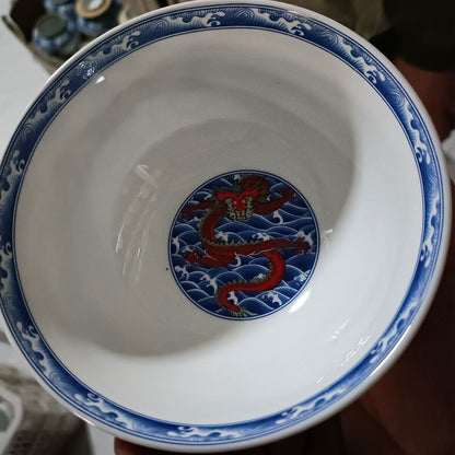 Chinese Qianlong Famille Rose Porcelain Bowls Five Dragon Patterned