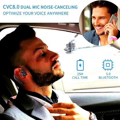 Bluetooth 5.0 Earpiece Wireless Headset Noise Cancelling Driving Trucker Earbud
