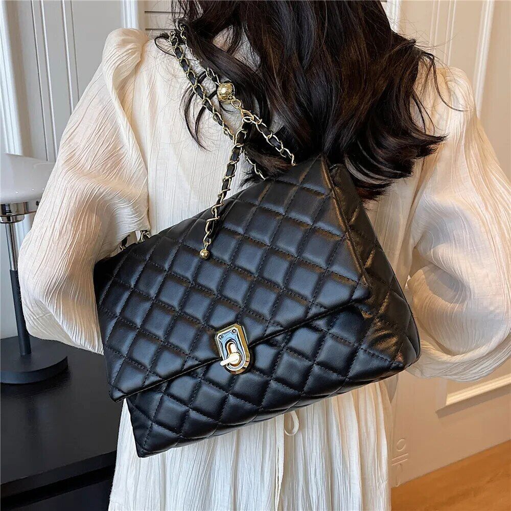 Quilted Shoulder Bags Women 2023 Crossbody Bags PU Leather Ladies Handbags