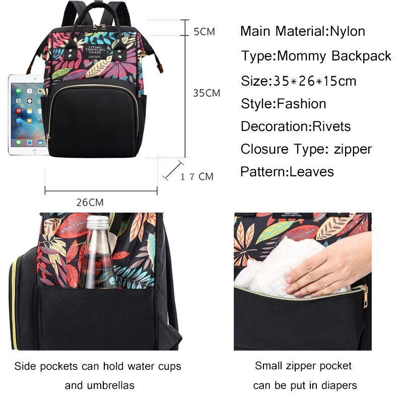 Backpack Nylon School Bag Large Nursing Backpacks Fashion Women Purse Blue Black