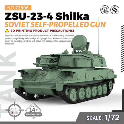 SS72806 1/72 Military Model Kit Soviet ZSU-23-4 Shilka Self-Propelled Gun