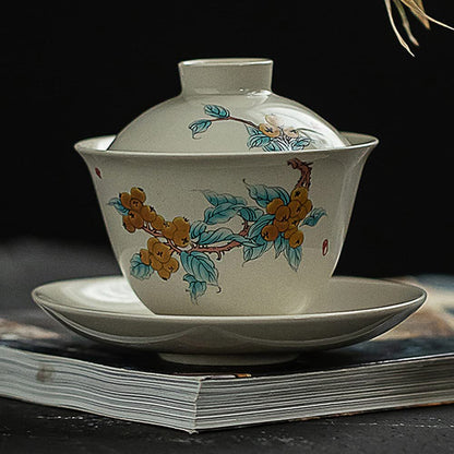 130ml Chinese Tea Bowl Kung Fu Tea Set Retro Gaiwan Kung Fu Tea Set Tureen Tea