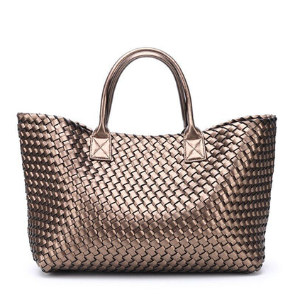 Woven Handbags Imitation Sheepskin Shoulder Bag Large Bucket Bag Women Leather