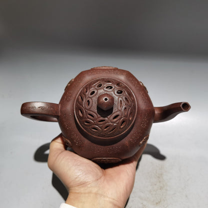 Chinese Yixing Zisha Clay Handmade Exquisite Teapot （五福临门 低款：曼晞陶艺)