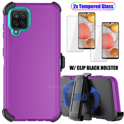 Case Clip Holster Cover,Tempered Glass Protector For Samsung Galaxy A42 5G