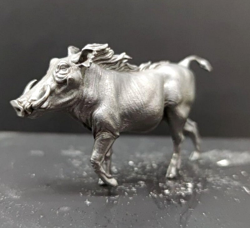 Solid Black Brass Wild Boar Statue Animal Artwork Pig Collection Decor