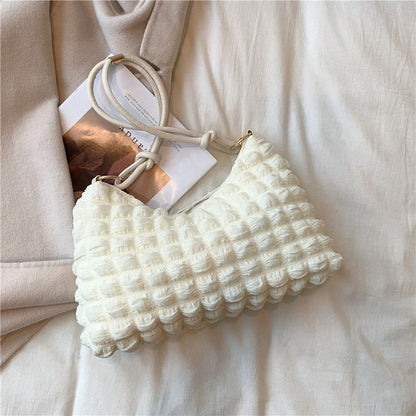 Cute Handbag Canvas Underarm Cloud Shape Shoulder Purse 34*22*10 Cm Whithe/black