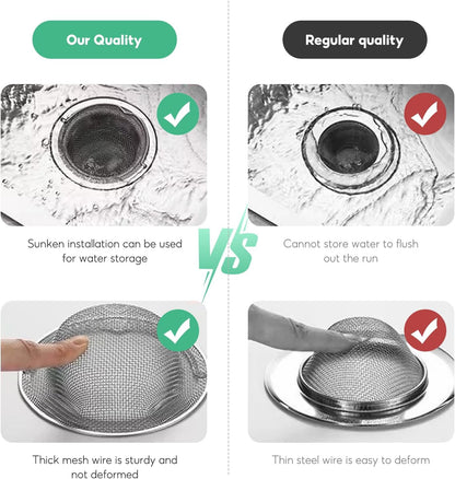 2PCS Kitchen Sink Strainer Large Wide Rim 4.5" Stainless Steel Mesh Drain Filter