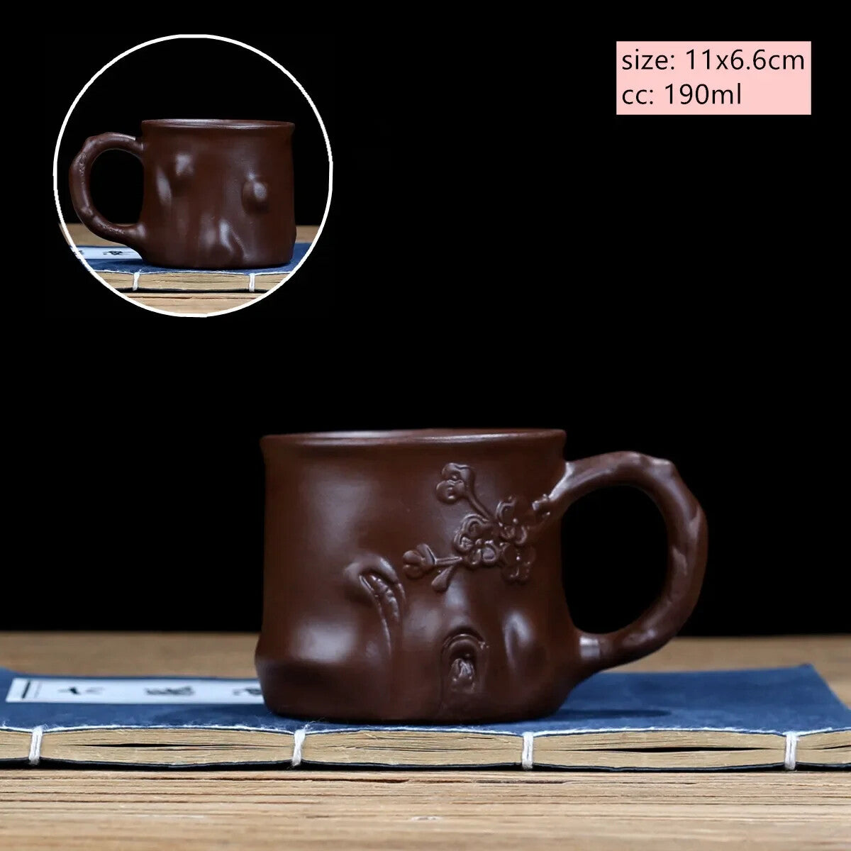 Yixing Purple Sand with Handle Teacup Handmade Dragon Pattern Portable Tea Cup