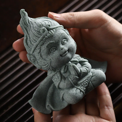 Black Myth-wukong Monkey King China Artware Sunwukong Statue With Stick Tea Pet