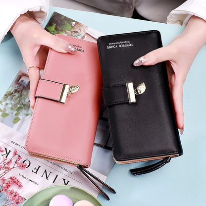 Fashion Long Wallets Synthetic Leather Zipper Coin Purse Hasp Clutch Bags Large