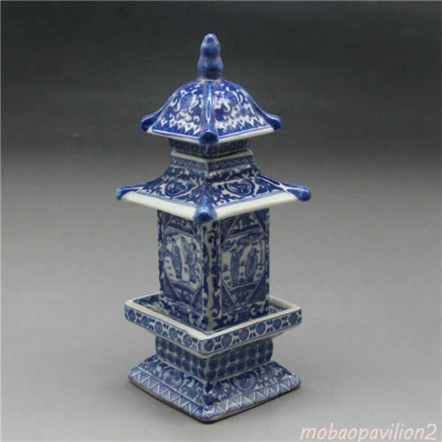 Jingdezhen Old Layered Tower Vase Chinese Blue and White Porcelain Collection
