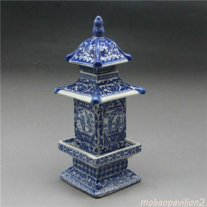 Jingdezhen Old Layered Tower Vase Chinese Blue and White Porcelain Collection