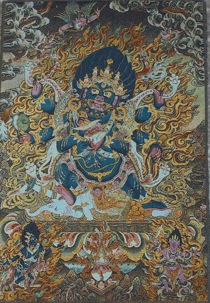 36" New Tibet Silk Six Arms Mahakala Wrathful Deity Buddha Thangka Thanka Statue