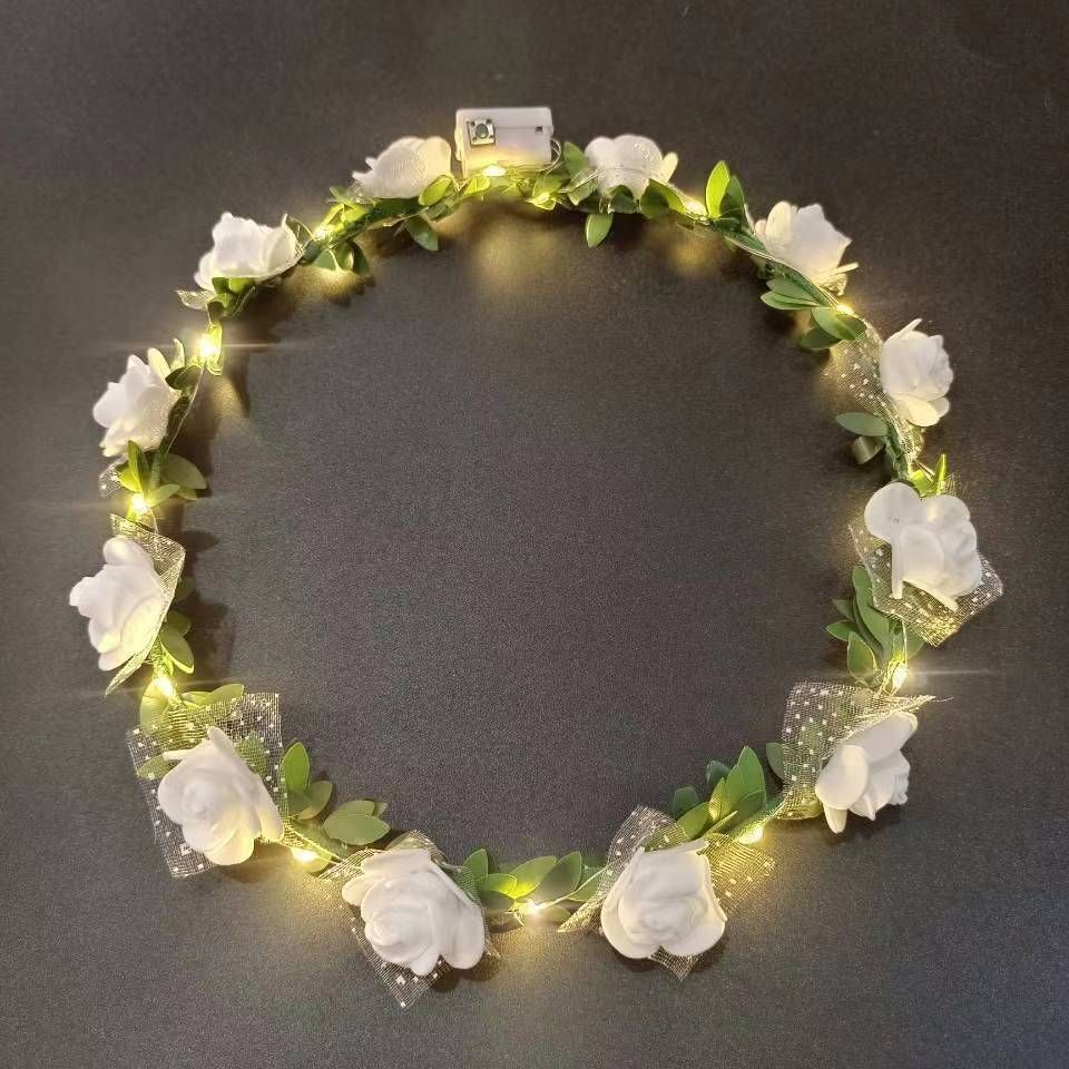 Flower Headband Glowing Garland Wedding Party Crown LED Lights Luminous Headwear