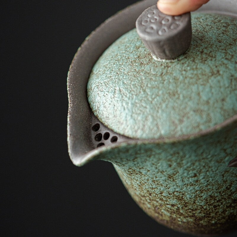 Portable Tea Set Bag Ceramic Tea Pot With Infuser Holes Kiln Change Tea Cup New