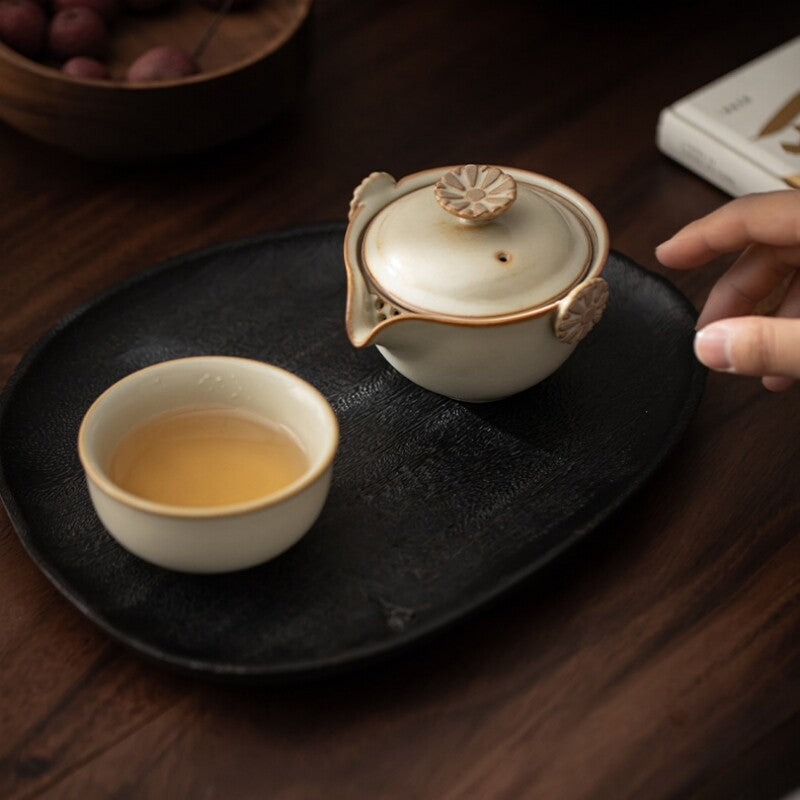 On Sales Travelling Tea Set With Bag Crackle Glaze Porcelain Tea Pot Cup Ruyao