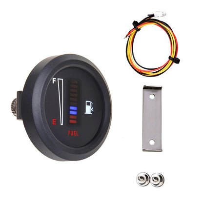 12V/24V Universal Fuel Level Meter 8 Blue 2 Red LED Gauge for Car Oil Tank ABS
