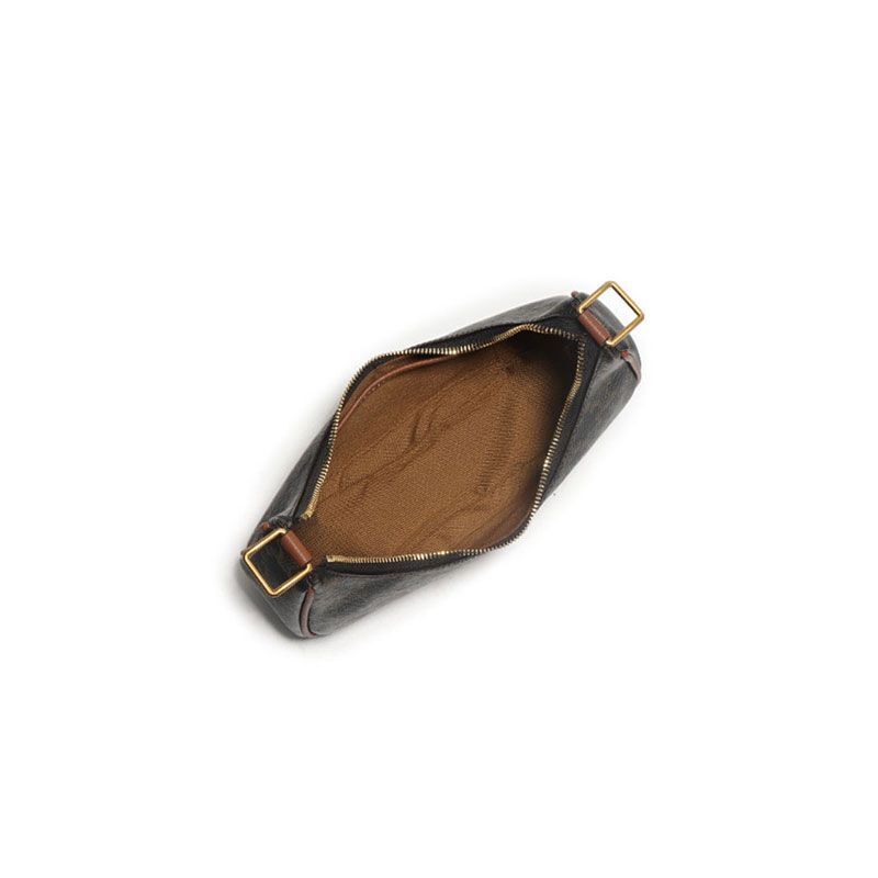 Underarm Bag Leather Shoulder Purse Vintage Printing Half Moon Crossbody Handbag