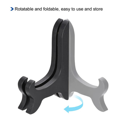 3pcs 4" Easel Plate Holder, Wooden Folding Display Stand Black for Picture Frame