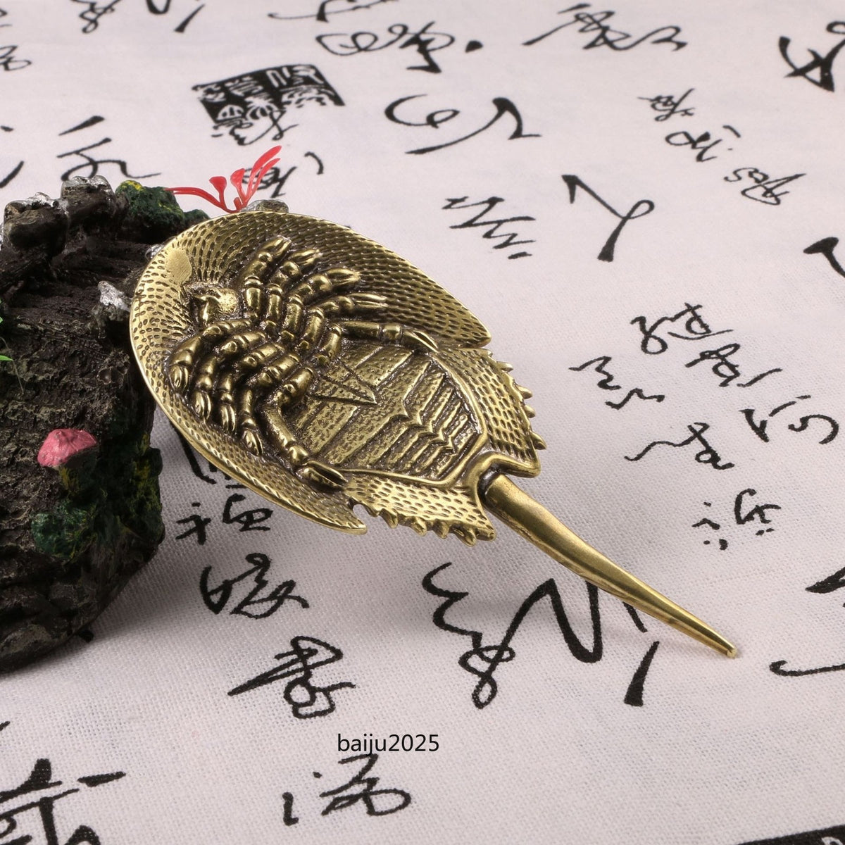 Chinese Brass Ornament Ancient Marine Life Collection Horseshoe Crab art Statue