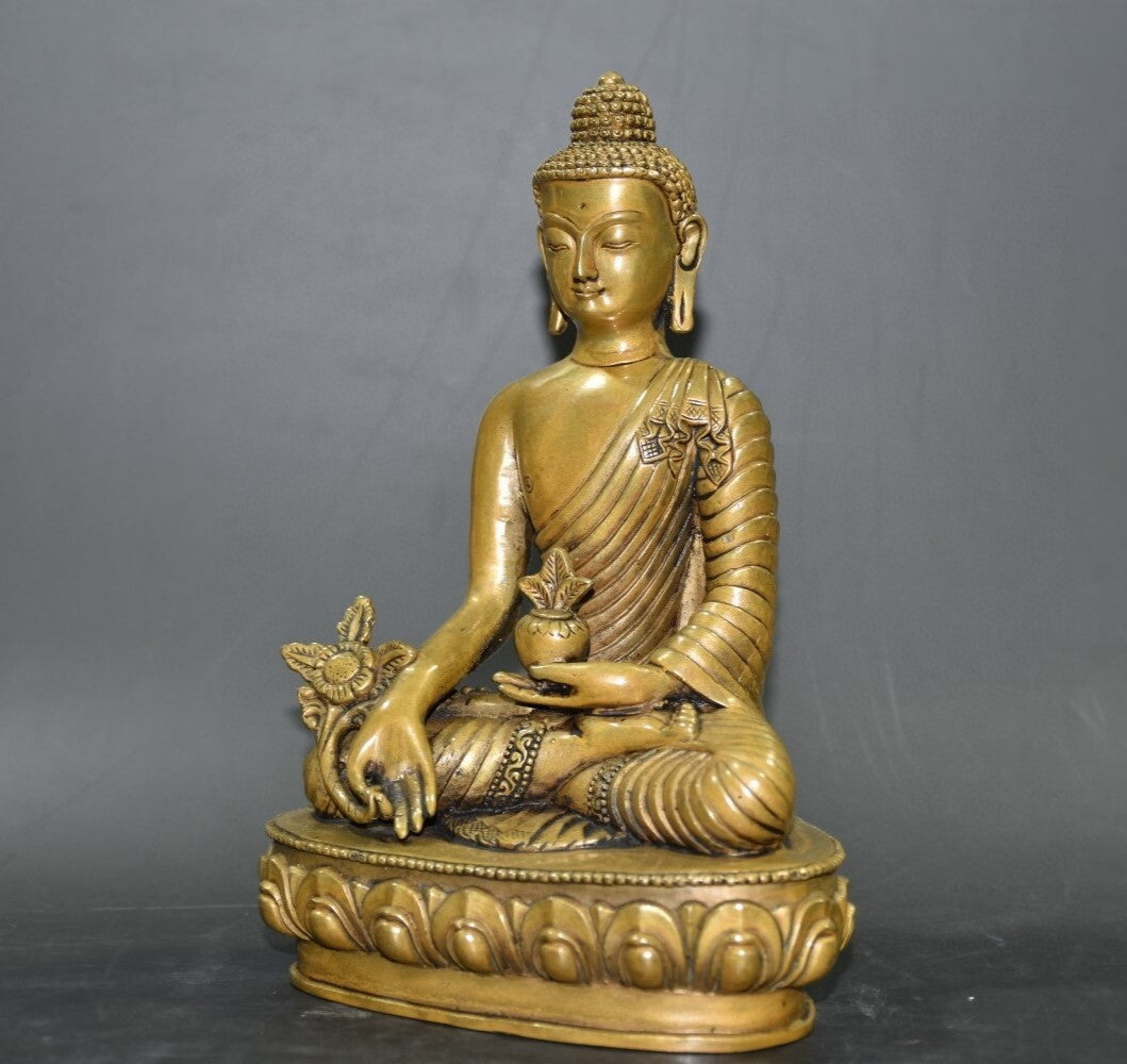 Pure Copper Lotus Base Buddha Ornament Decor Collect