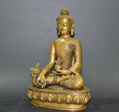 Pure Copper Lotus Base Buddha Ornament Decor Collect
