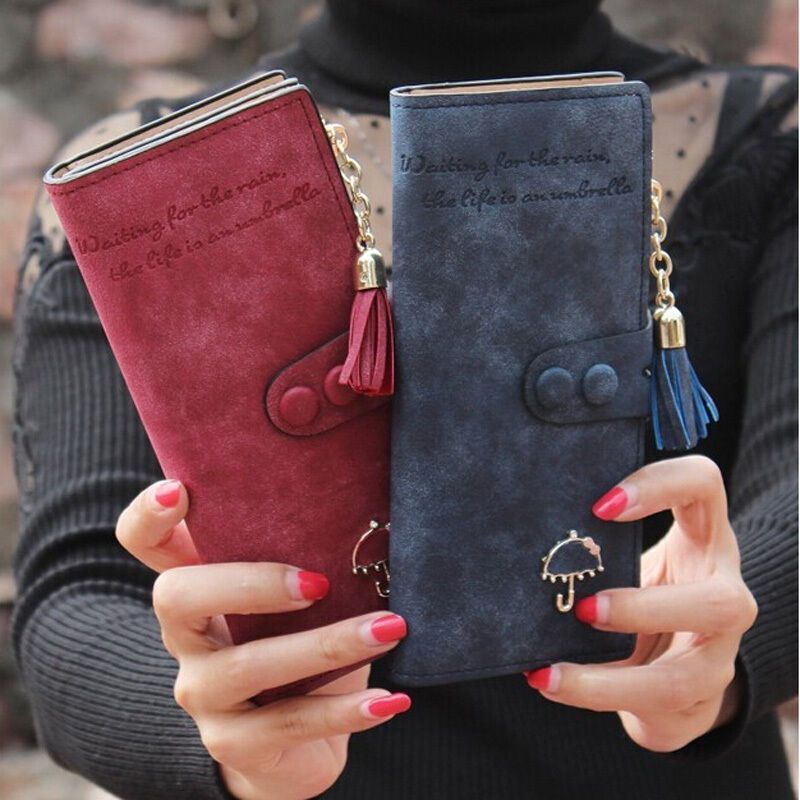 Wallet Clutch Synthetic Leather Tassel Card Holder Phone Bag Money Coin Purses