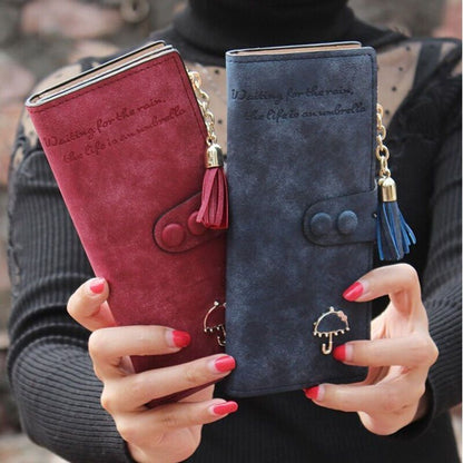 Wallet Clutch Synthetic Leather Tassel Card Holder Phone Bag Money Coin Purses