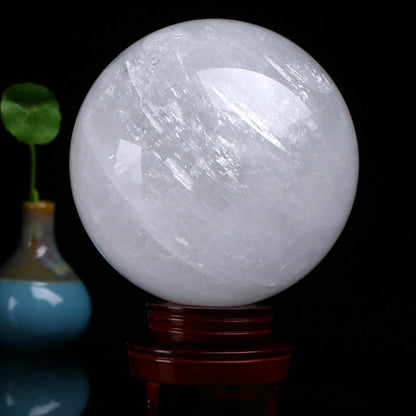 50mm Calcite Ball Natural White Quartz Crystal Sphere Healing Home Decor +Stand
