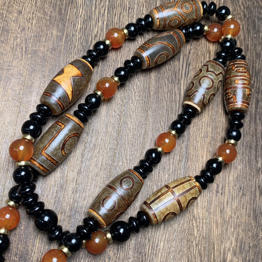 Collection Tibetan Style Old Agate Three~Nice Eyes Dzi Bead Amulet Pendant 2