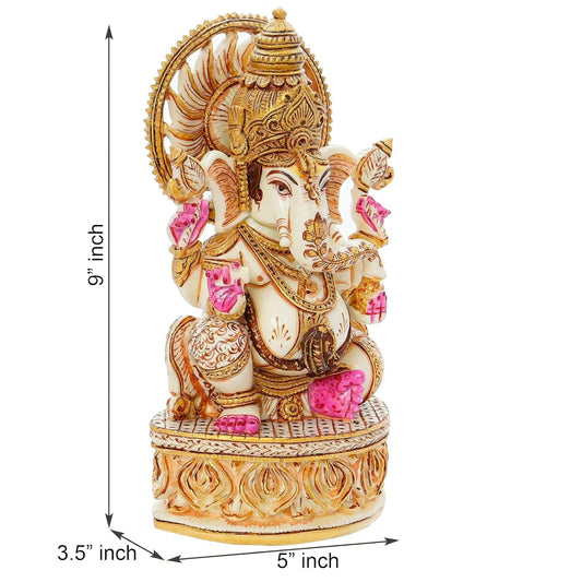 Hindu God Lord Ganesh Sitting on Pawati Mushak Raj Statue Idol Figurine