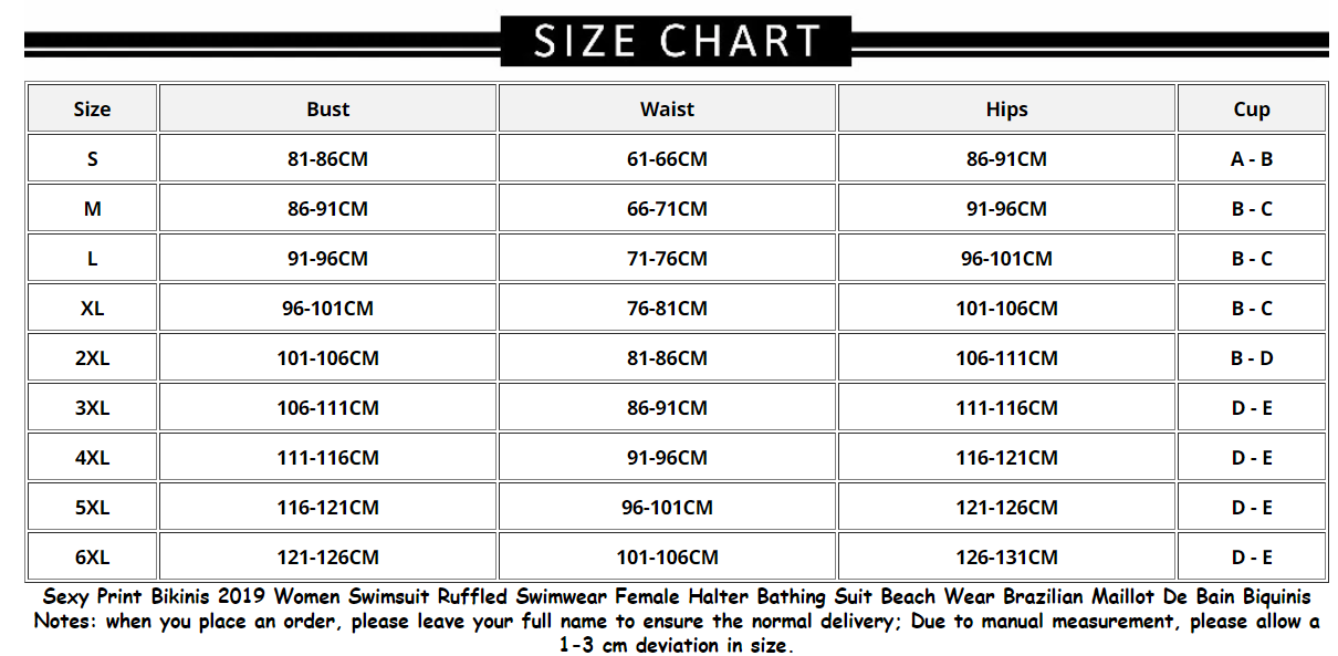 Women Swimsuit Sexy Print Bikinis Ruffled Swimwear Halter Bathing Suit Biquinis