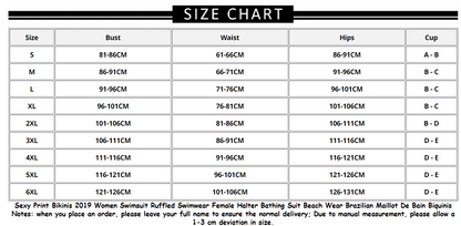 Women Swimsuit Sexy Print Bikinis Ruffled Swimwear Halter Bathing Suit Biquinis