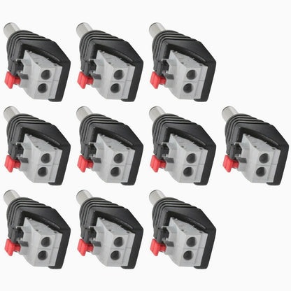 10Pcs Screwless Quick Connect Male 5.5x2.1mm DC Jack Plug For Led Strip.