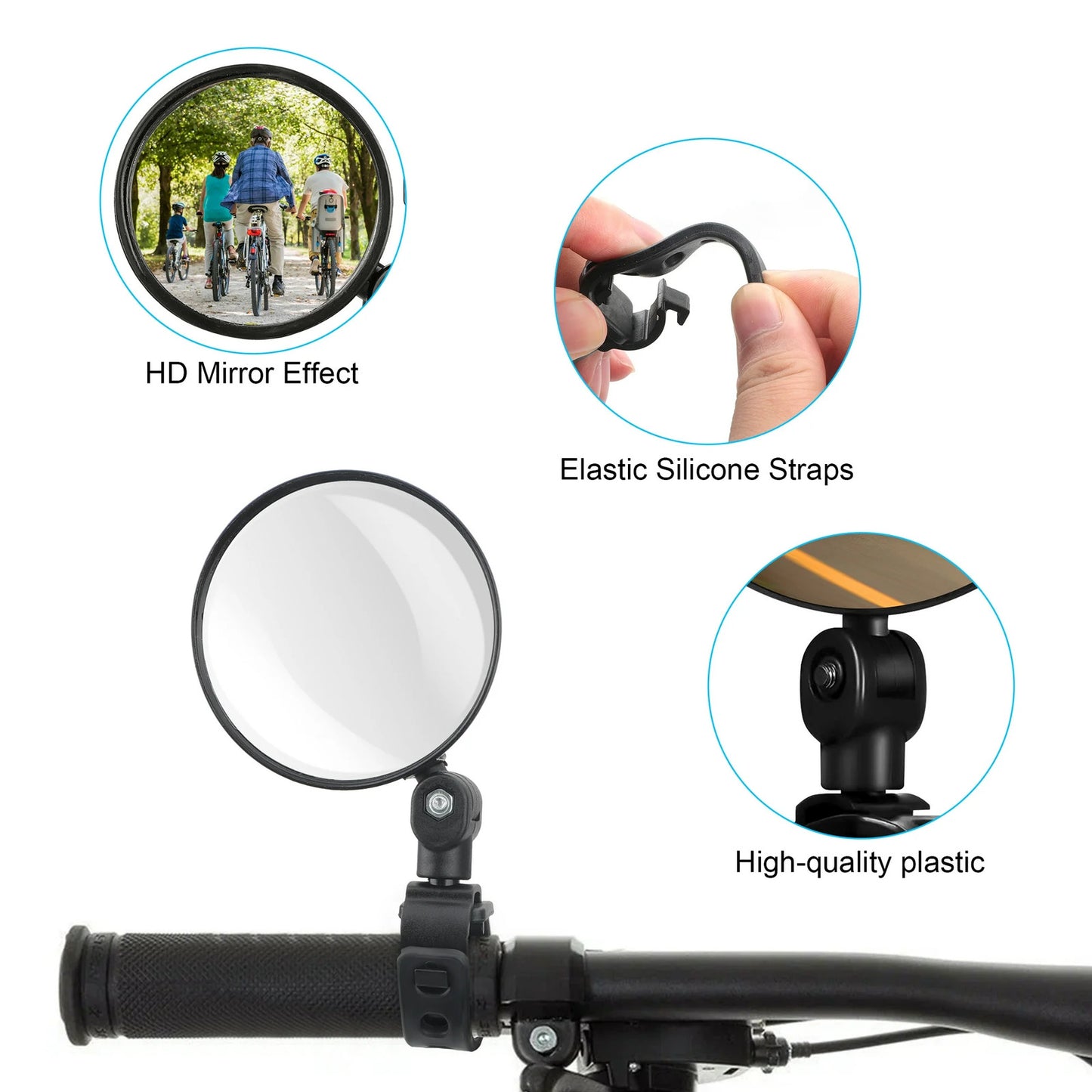 Bike Mirror Rotaty Round MTB Road Handlebar Bicycle Rear View Glass Cycling Lot