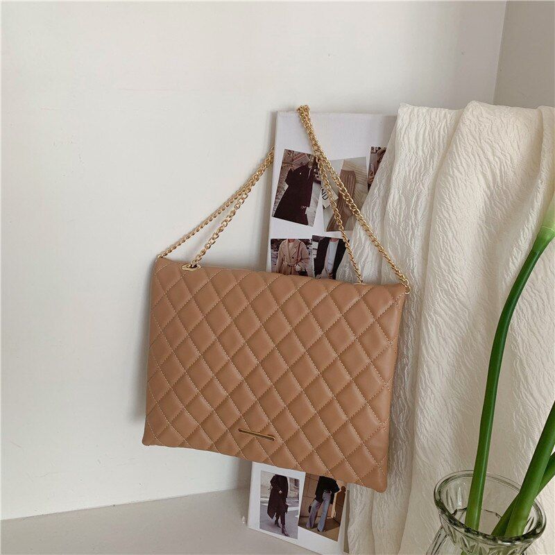 Shoulder Bag Fashion Plaid Leather Crossbody Bags Large Envelope Handbag Purses